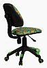 Кресло детское KD-4-F/PENCIL-GN обивка -  цвет зеленая ткань, рисунок карандаши. Пластиковая крестовина, Подставка для ног,  Механизм Пиастра. Нагрузка до 100 кг