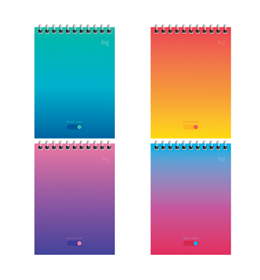 Блокнот формат А6, 60 листов BG "Bright monocolor", блок в клетку, на спирали, цвет яркий