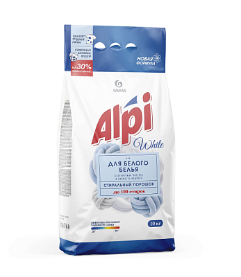 Стиральный порошок 10 кг Grass "Alpi White" Универсал для белого белья