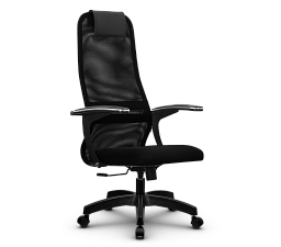 Кресло SU-BU158-8. Обивка - сетка/ткань, цвет черный. Пластиковая крестовина. Механизм Топ-ган. Нагрузка до 120 кг.