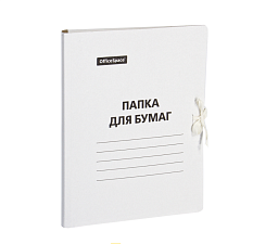 Папка для бумаг с завязками, картон немелованный, 380г/м2, цвет белый