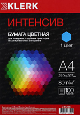 Бумага KLERK формат А-4, плотность 80 г/м2, 100 листов, цвет голубой Интенсив