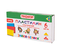 Пластилин 6 цветов ПИФАГОР, 120 грамм