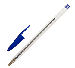 Ручка шариковая  STAFF Basic Budget BP-02", стержень синего цвета, 0,5 мм, корпус прозрачный