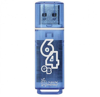 Флеш-носитель 64Gb USB2.0 SmartBuy Glossy, цвет голубой