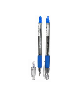 Ручка с чернилами на масляной основе "Piano Finegrip" , прозрачный корпус, игольчатый стержень, резиновый держатель, прозрачный колпачок с цветным клипом, цвет чернил-синий. 1 mm.