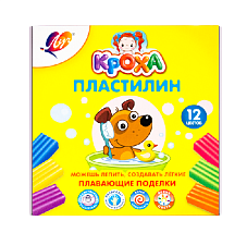Пластилин 12 цветов "ЛУЧ "Кроха", повышенной легкости,плавающий эффект.