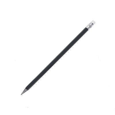 Карандаш чернографитовый пластик STAFF BLP-712 НВ, шестигранный, заточенный, с ластиком, цвет черный
