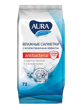 Салфетки влажные антибактериальные Aura "Family" 72 шт. в мягкой упаковке