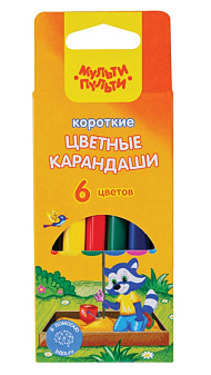 Карандаши цветные 6 цветов "Мульти-Пульти" деревянные, трехгранные, длина 87 мм, картонная упаковка.
