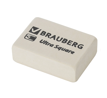 Ластик BRAUBERG "Ultra Square"  прямоугольный из каучука, размер 26х18х8мм, цвет белый