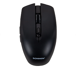 Мышь беспроводная SONNEN Q80 оптическая (1600dpi) USB, 5 кнопок, радиус действия 10м, размер 6х10,8x3,8мм, цвет черный