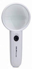 Лупа 60мм Deli E9098 3-х кратное увеличение, имеет встроенную диодную подсветку LED , пластиковая оправа, цвет белый, блистер,