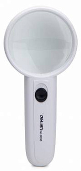 Лупа 60мм Deli E9098 3-х кратное увеличение, имеет встроенную диодную подсветку LED , пластиковая оправа, цвет белый, блистер,
