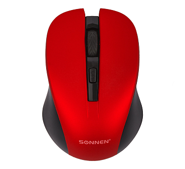 Мышь беспроводная SONNEN V18 оптическая (1600dpi) USB, 4 кнопки, радиус действия 10м, размер 7х10,4x3,5мм, цвет красный