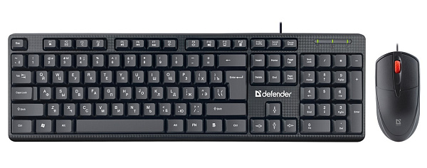 Набор проводная клавиатура и мышь Defender Line C-511 USB, тонкая клавиатура, длина провода 1,8м, размер клавиатуры 436х144х15мм, цвет черный