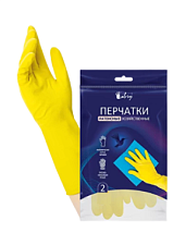 Перчатки латексные хозяйственные желтые Libry, размер S (7)  вес пары 40гр,  в индивидуальной упаковке, L 31 см
