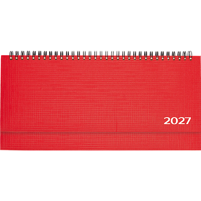 Планинг 2027 Attomex. Lancaster 128 стр, балакрон, размер 294х142мм, на спирали, цвет красный
