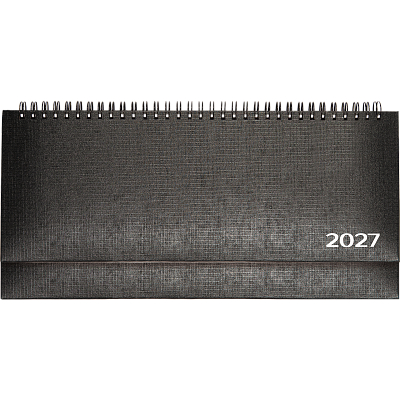 Планинг 2027 Attomex. Lancaster 128 стр, балакрон, размер 294х142мм, на спирали, цвет черный