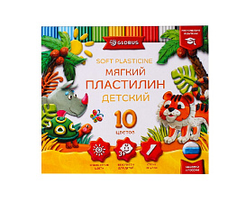 Пластилин 10 цветов "Глобус" повышенной мягкости  150 грамм 