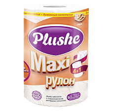 Полотенца бумажные рулонные 2-х слойные  40 м "Plushe Maxi" 1 рул.в упак. длина рулона 40м,  белая с цветным тиснением, 100% - целлюлоза,
