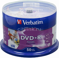 Диск DVD+R  50шт/уп, Verbatim Cake Box, 4.7ГБ, 16х