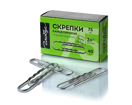 Скрепки  75 мм "Глобус" оцинкованные, круглые, гофрированные 40 шт/упак