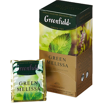 Чай Greenfield "Green Melissa" зеленый 25 пакетиков с ярлычком по 1,5г в саше