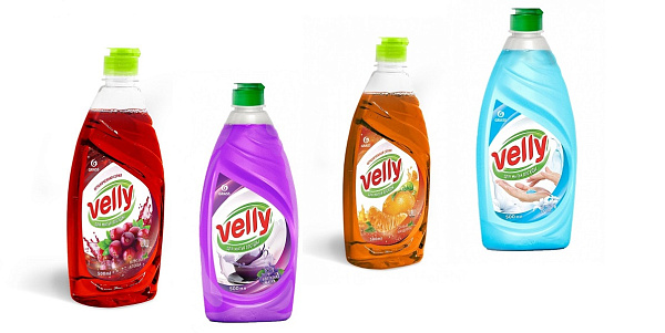 Средство для мытья посуды Grass "Velly" 500 мл, ассорти 4 вида, флакон с крышкой флип-топ