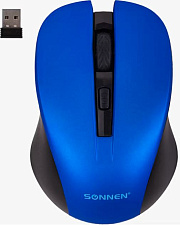 Мышь беспроводная SONNEN V18 оптическая (1600dpi) USB, 4 кнопки, радиус действия 10м, размер 7х10,4x3,5мм, цвет синий