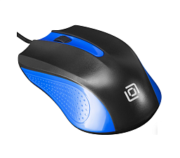 Мышь проводная Oklick 225M оптическая (1200dpi) USB (2but), 3 кнопки,   длина провода 1,3м, размер 66x38x104мм, цвет черный/синий