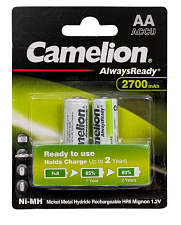 Батарейка аккумуляторная Ni-MH Camelion / 1,2V / 2700mAh / HR6, AA, пальчиковая / 2 шт./уп.