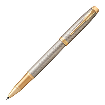 Роллер PARKER IM Premium Т323 Grey GT F черный стержень, корпус: анодированный алюминий/позолота 23К, в подарочной упаковке