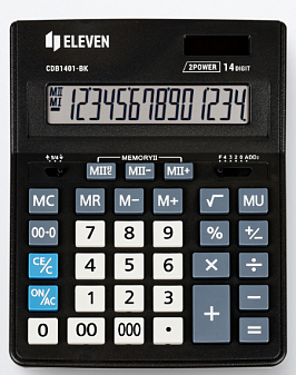 Калькулятор Eleven Business Line CDB1401BK, настольный, 14 разрядов, двойное питание, 205x2155х35 мм, цвет черный


