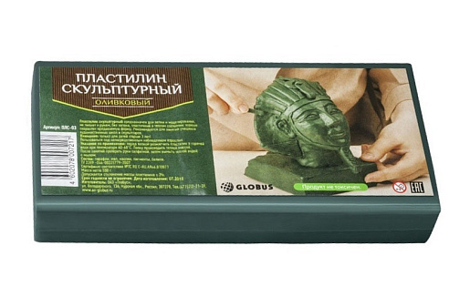 Пластилин скульптурный  ПЛС-03, 0,5 кг, цвет оливковый