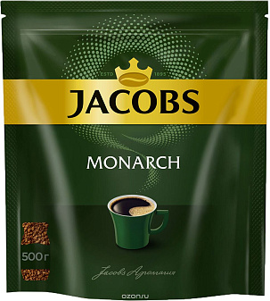 Кофе "Jacobs Monarch" растворимый сублимированный в мягкой упаковке 500г