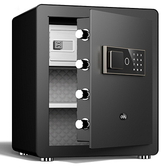 РАСПРОДАЖА Сейф Deli ET571 450x380x320 (ВхШхГ). Замок: биометрический + ключ + электронный кодовый. Наличие трейзера. Вес 23кг.