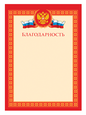 Благодарность А4, материал мелованная бумага, без отделки, плотность: 170 г/кв.м.