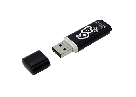 Флеш-носитель 64Gb USB2.0 SmartBuy Glossy, цвет черный