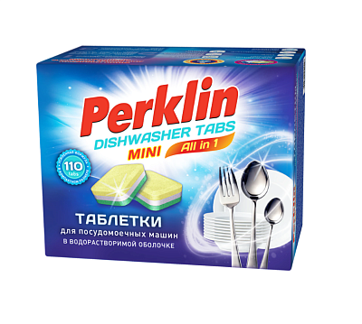 Средство для посудомоечной машины таблетки 100 шт, "PERKLIN " MINI TABS в растворимой оболочке