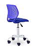 Кресло детское UTFC C-01, пластиковая эргономичная спинка. Сиденье - синяя ткань. Металлическая белая крестовина. Механизм Пиастра. Нагрузка до 80 кг.