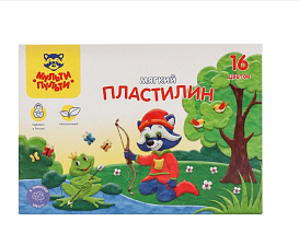 Пластилин  16 цветов "Мульти-Пульти" мягкий, 120 грамм