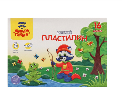 Пластилин  16 цветов "Мульти-Пульти" мягкий, 120 грамм