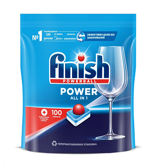 Средство для посудомоечной машины таблетки 100 шт FINISH (Финиш) Power All in 1 в растворимой оболочке