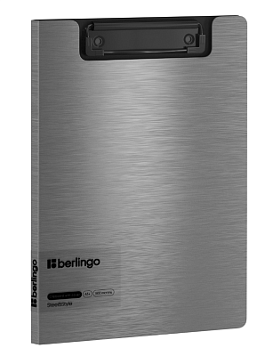 Планшет А-5+ Berlingo "Steel&Style с крышкой и верхним зажимом, из  полиформа, цвет серебристый металлик ,толщина 1800 мкр