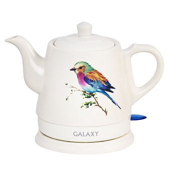 Чайник керамический GALAXY GL0501 объем 1 л, мощность 2200 Вт, автоотключение при закипании, автоотключение при отсутствие воды, длина шнура 70 см, 