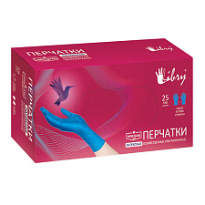 Перчатки латекс 25 пар/50 шт L (9) / Libry, цвет синие, сверхпрочные, вес пары - 37 г