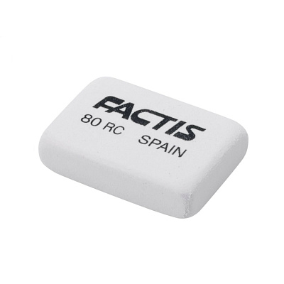 Ластик FACTIS 80 RC прямоугольный, в картонном держателе, из синтетического каучука, размер 28х20х7мм, цвет белый 