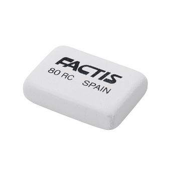 Ластик FACTIS 80 RC прямоугольный, в картонном держателе, из синтетического каучука, размер 28х20х7мм, цвет белый 