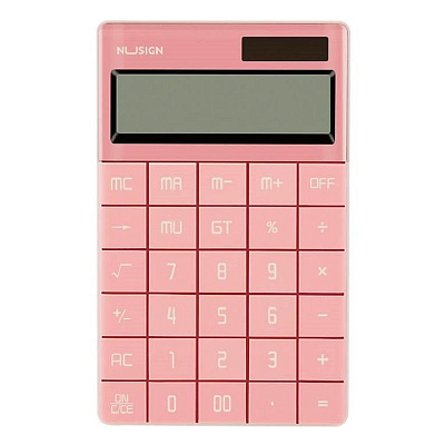 Калькулятор Deli 12 разряд. NuSign ENS041-hink 165х103х15мм, бухгалтерский, настольный, розовый